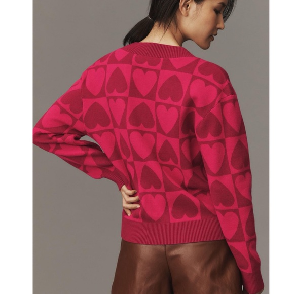 NWT Anthropologie English Factory Checkered Heart Sweater size L - Picture 5 of 12